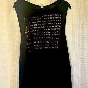 Long sleeveless muscle t-shirt. Madison House Presents.